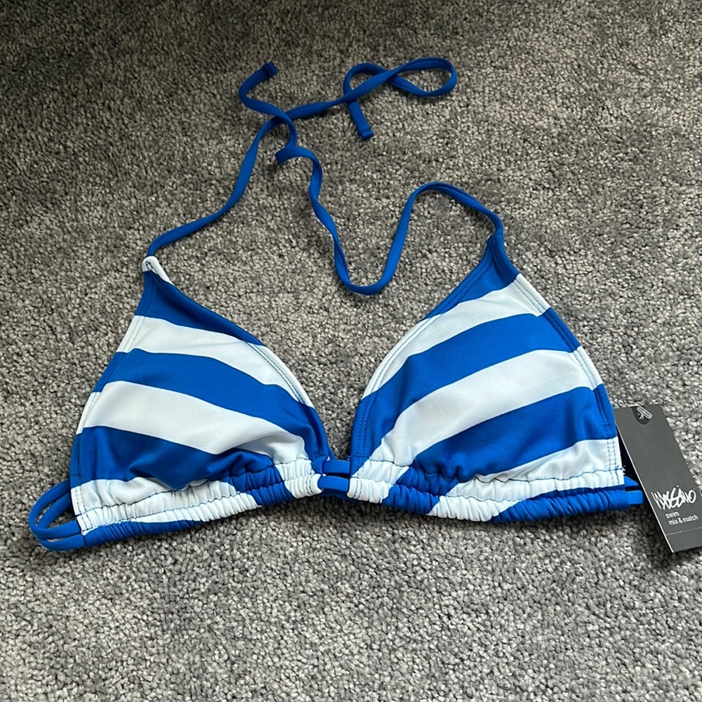 Mossimo Blue and White Striped Bikini Top